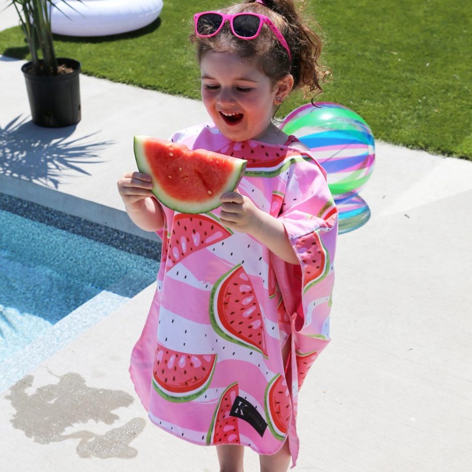 Poncho en microfibre pour enfant melon