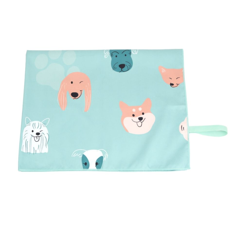 Serviette en microfibre chien - Turquoise