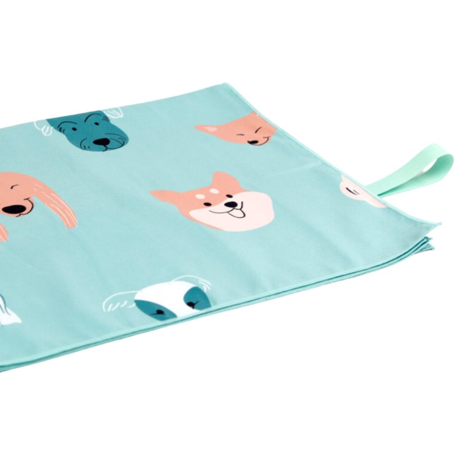 Serviette en microfibre chien - Turquoise