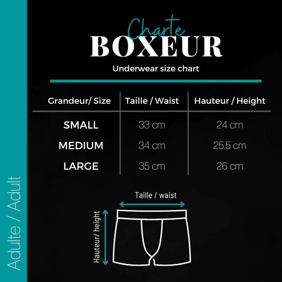 a chart of underwear size