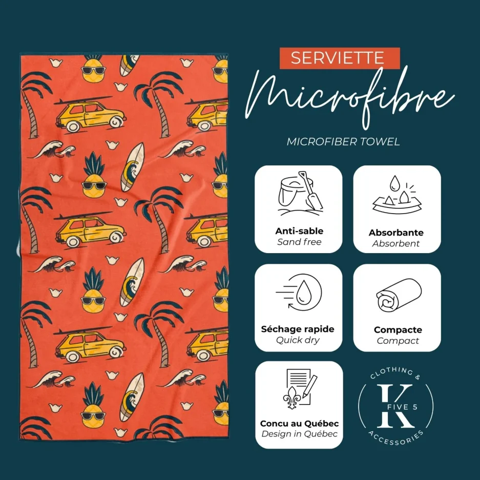 Serviette en microfibre - Voyage à la plage