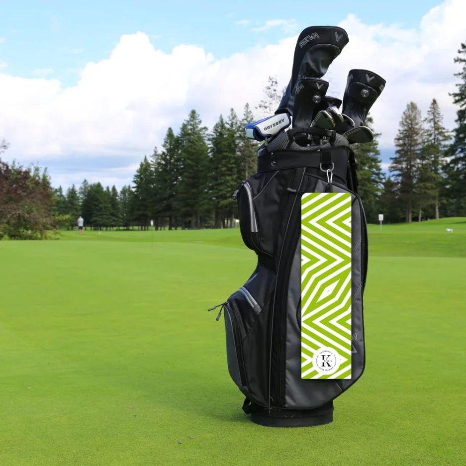 Serviette de golf en microfibre linéaire vert
