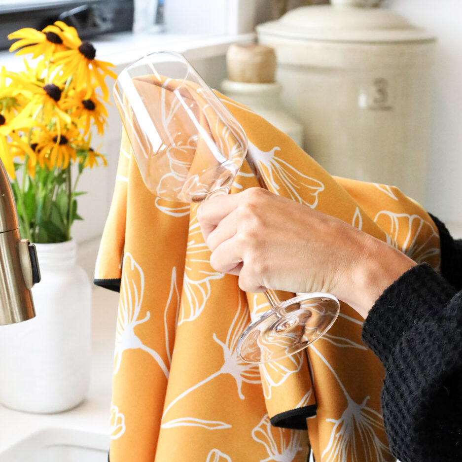 Linge à vaisselle en microfibre - Fleur jaune