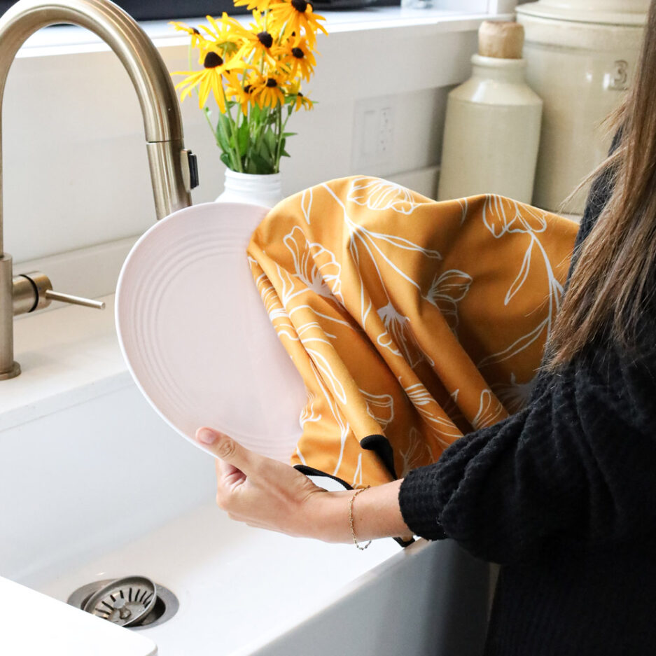 Linge à vaisselle en microfibre - Fleur jaune