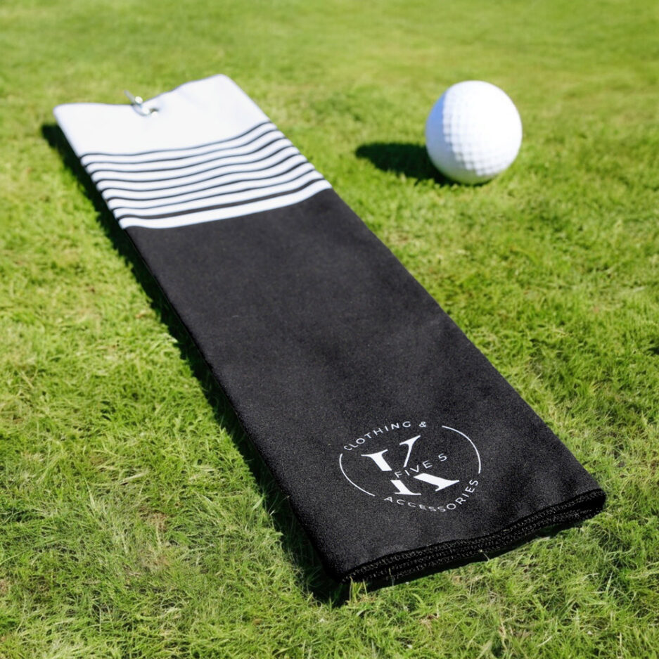 Serviette de golf en microfibre noir et blanc