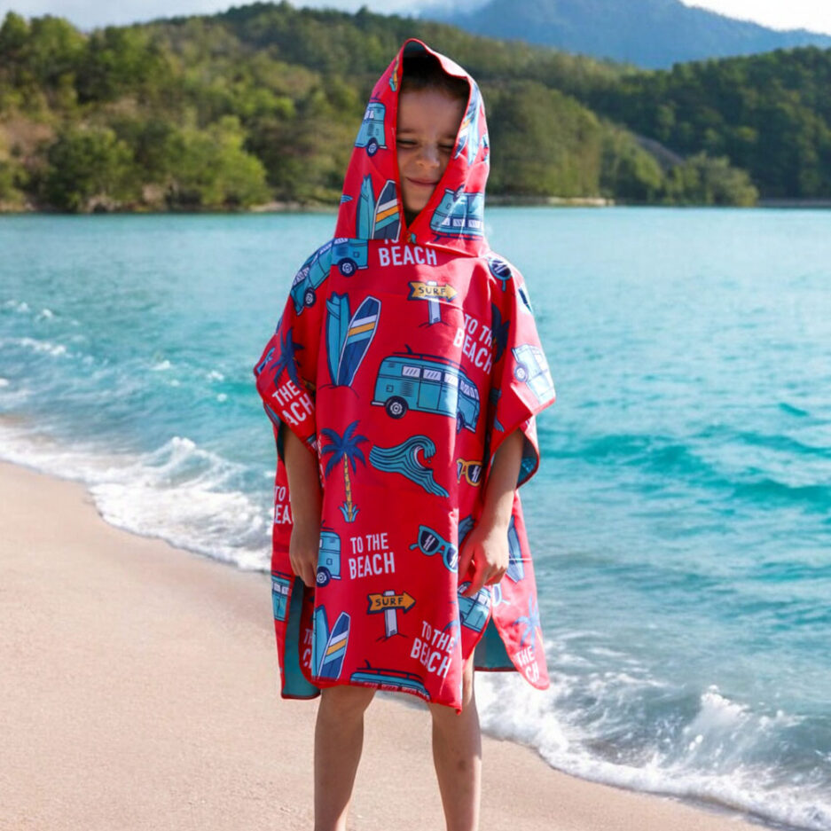 Poncho en microfibre pour enfant - À la plage