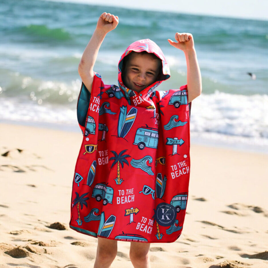 Poncho en microfibre pour enfant - À la plage