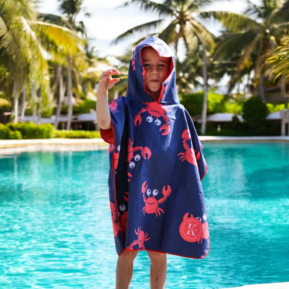 Poncho en microfibre pour enfant - Crabe