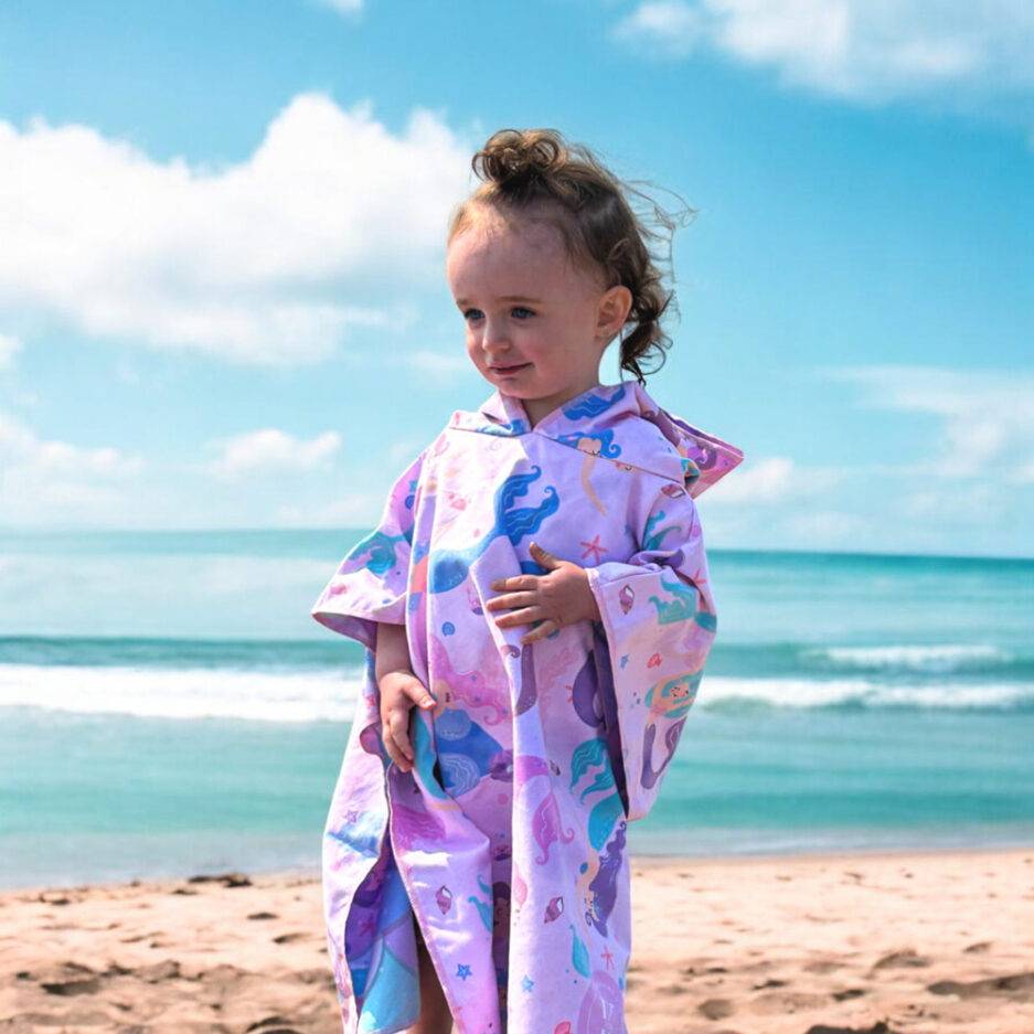 Poncho en microfibre pour enfant - Sirène