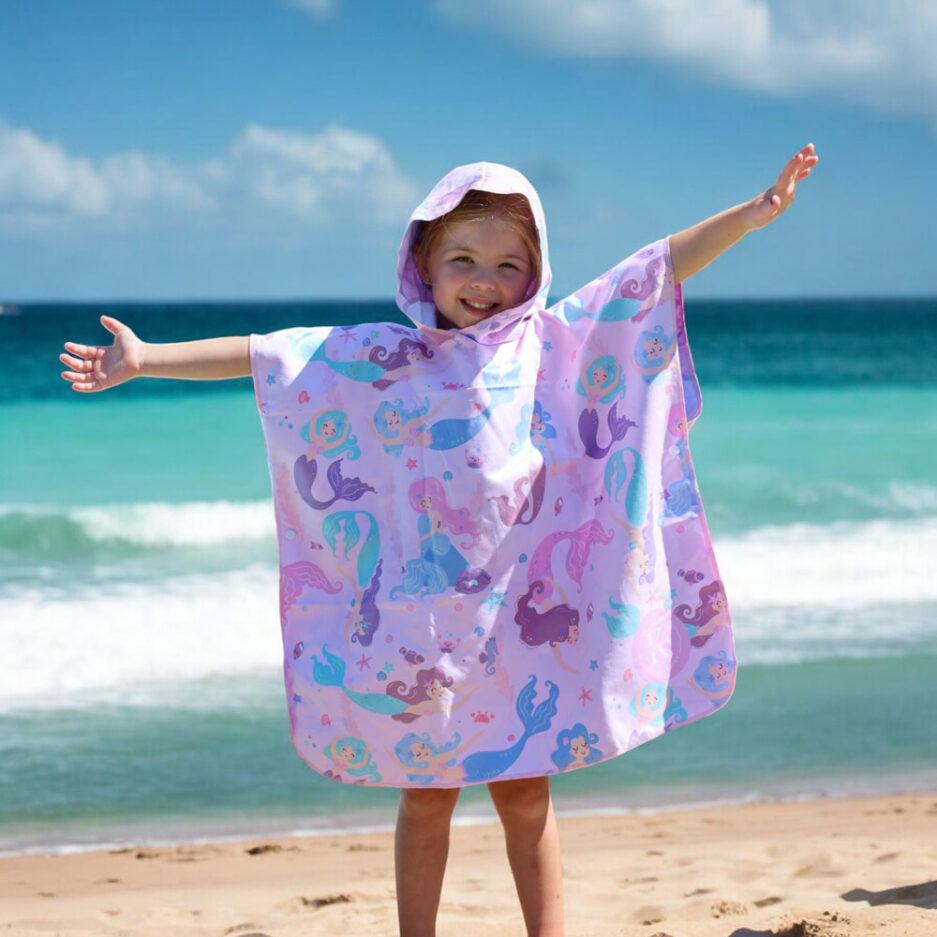 Poncho en microfibre pour enfant - Sirène