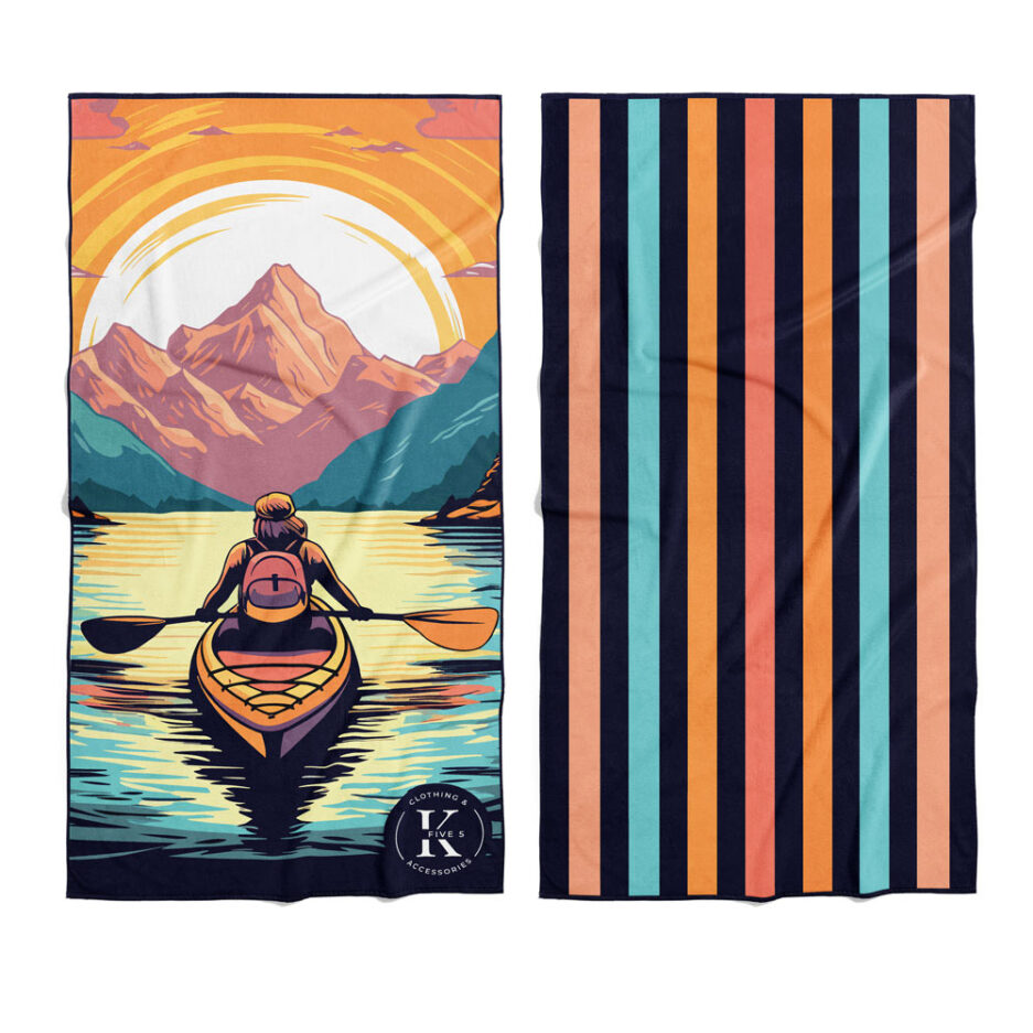 Serviette en microfibre - Couché de soleil en kayak