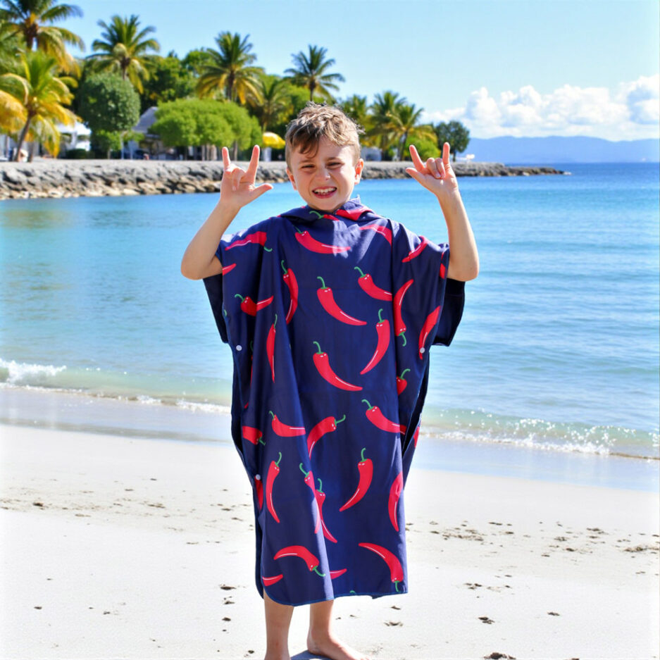 Poncho pour adolescent piment fort