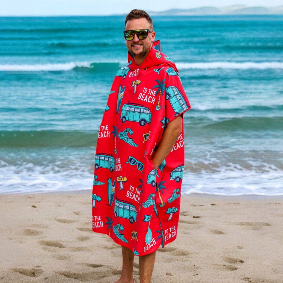 Poncho en microfibre pour adulte - À la plage