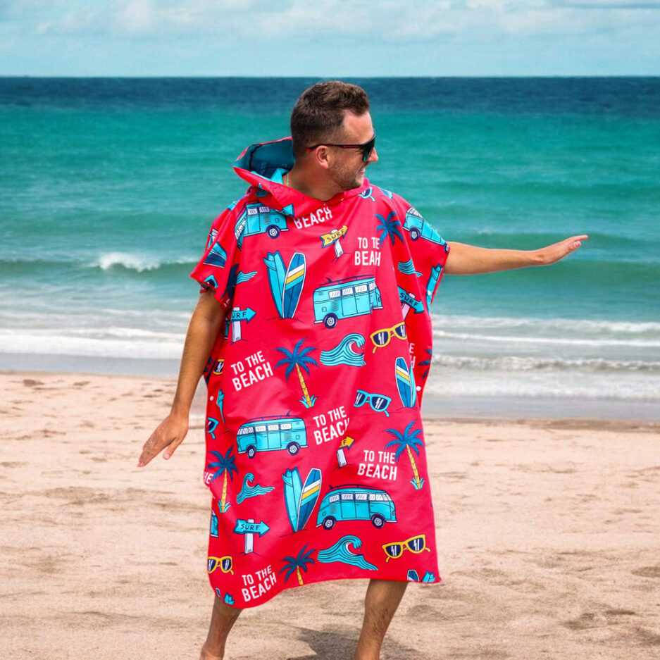 Poncho en microfibre pour adulte - À la plage