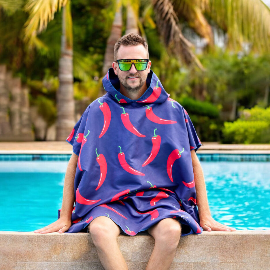 Poncho en microfibre pour adulte - Piment fort