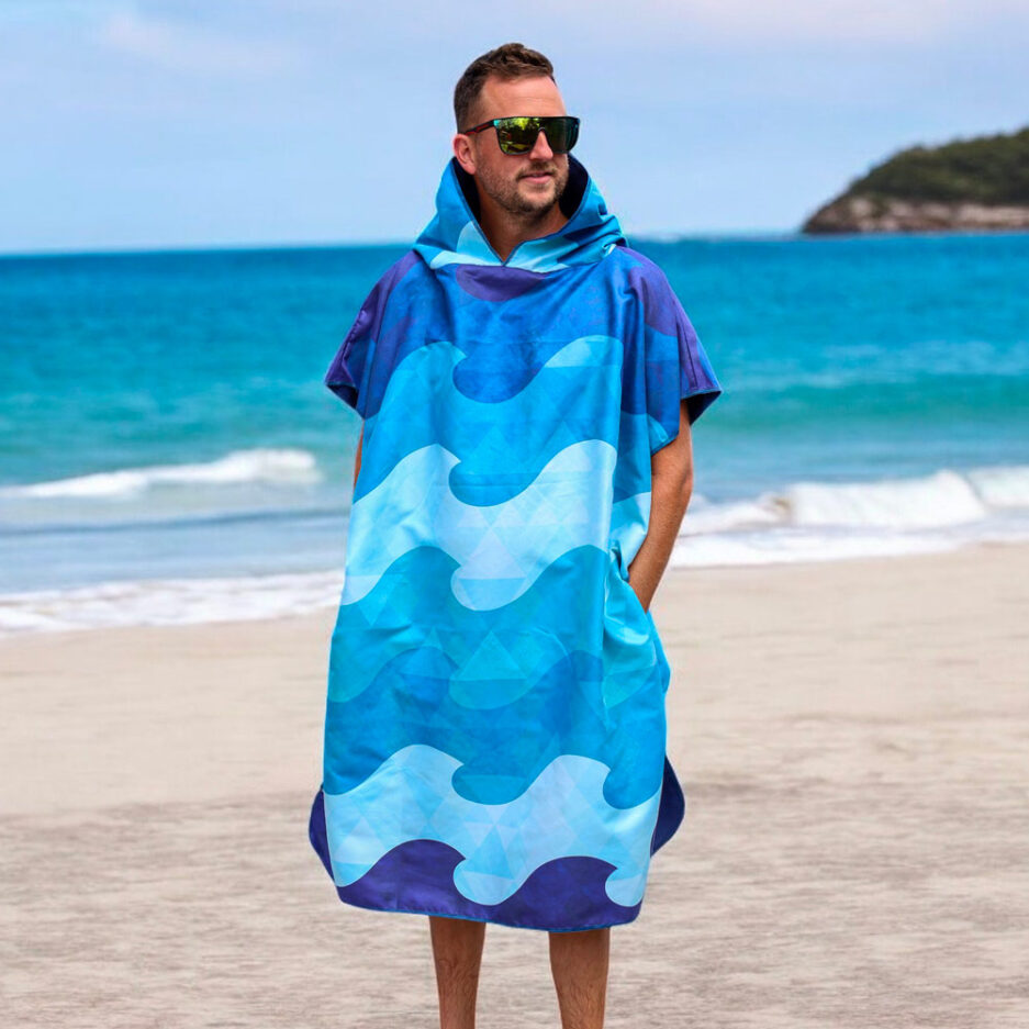 Poncho en microfibre pour adulte - Vague