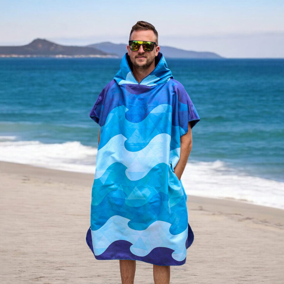 Poncho en microfibre pour adulte - Vague