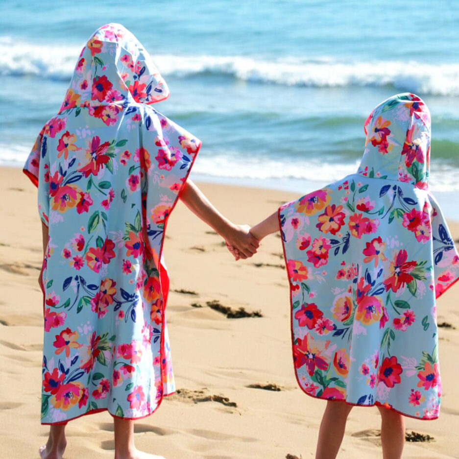 Poncho en microfibre pour enfant - Fleur de printemps