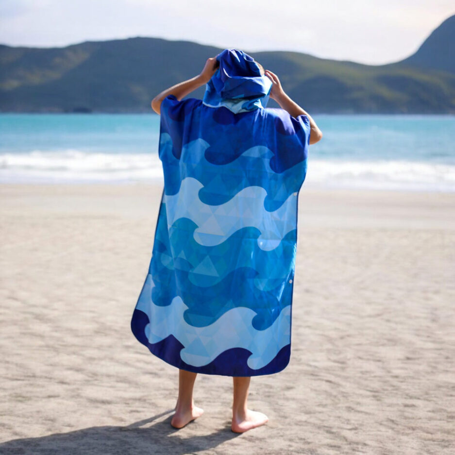 Poncho en microfibre pour ado - Vague