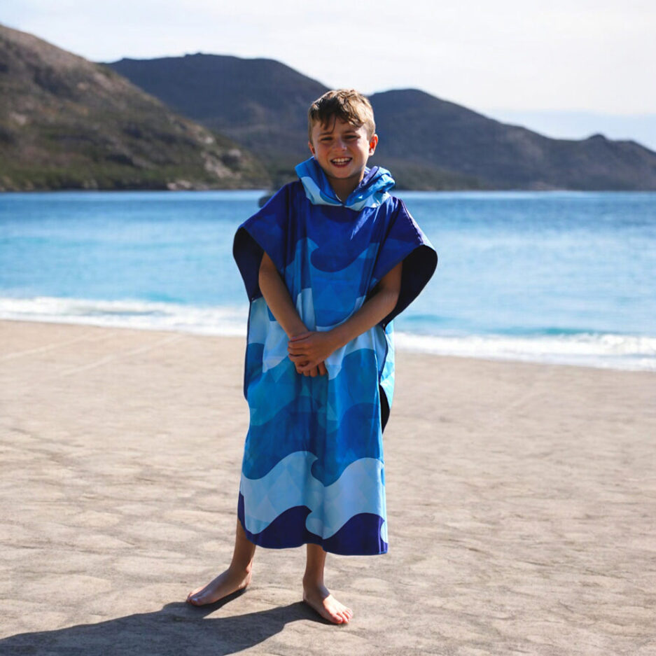 Poncho en microfibre pour ado - Vague