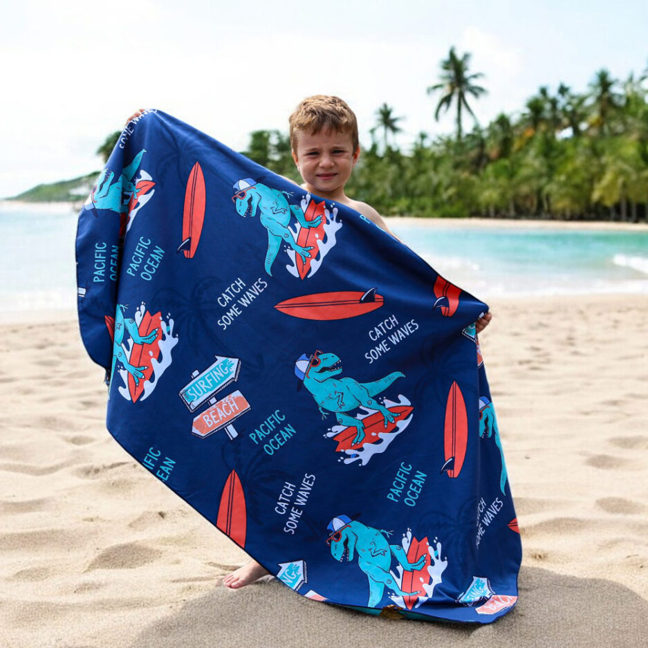 Serviette en microfibre - Dinosaure surfant