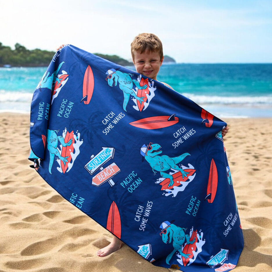 Serviette en microfibre - Dinosaure surfant