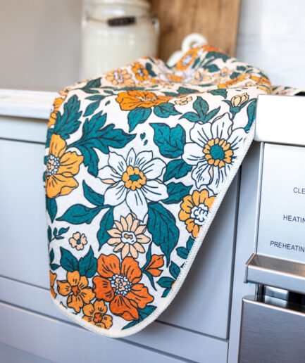 Linge vaisselle gaufré -  Fleur vintage