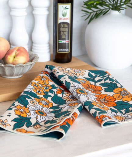 Linge vaisselle Lisse -  Fleur vintage