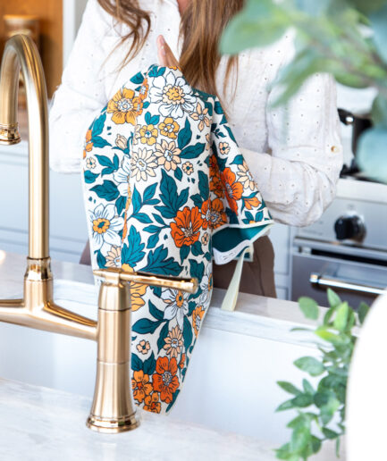 Linge vaisselle Lisse -  Fleur vintage