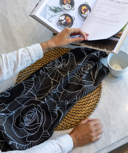 Linge vaisselle rose sublime - gaufré