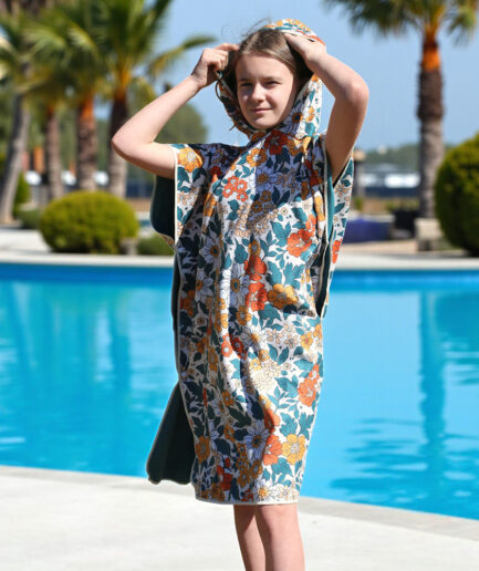 Poncho adolescent fleur vintage