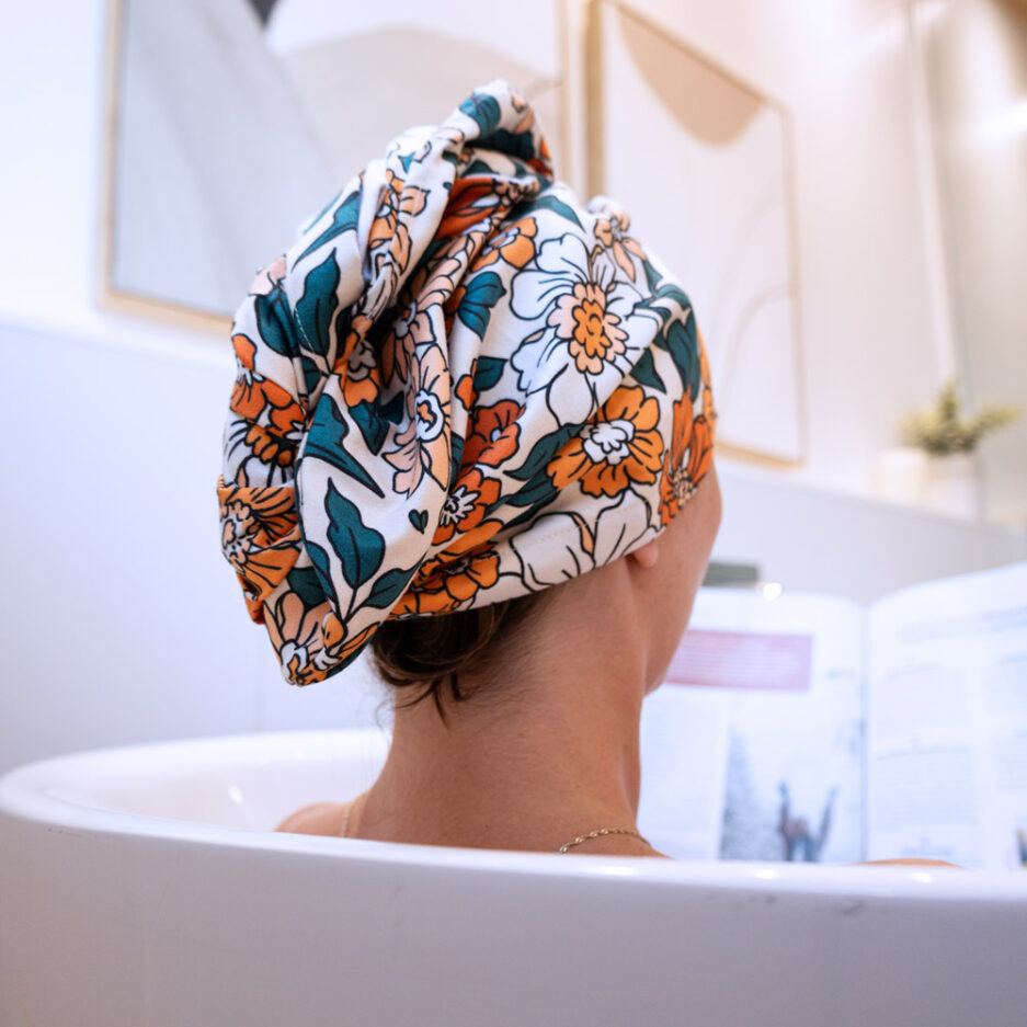 Serviette cheveux fleur vintage