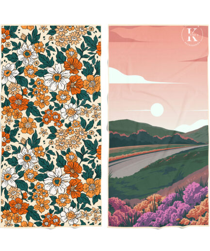 Serviette en microfibre - Fleur vintage