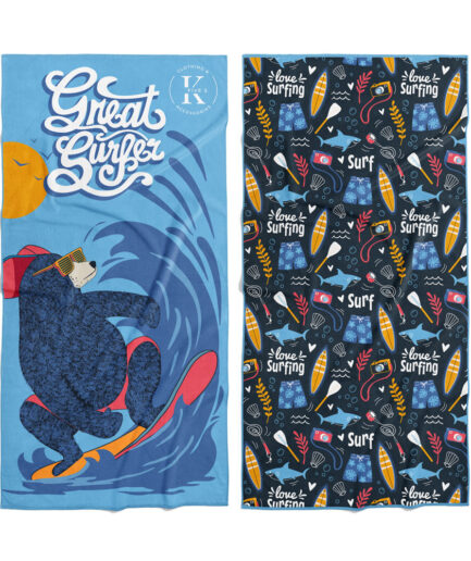 Serviette en microfibre - Ours surfeur