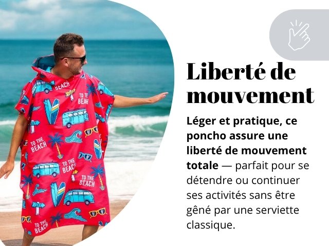 Poncho adulte liberté de mouvement